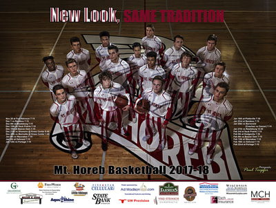 Mount Horeb 2017-2018 Basketball Poster designed by Professional Photographer and Designer Paul Toepfer.